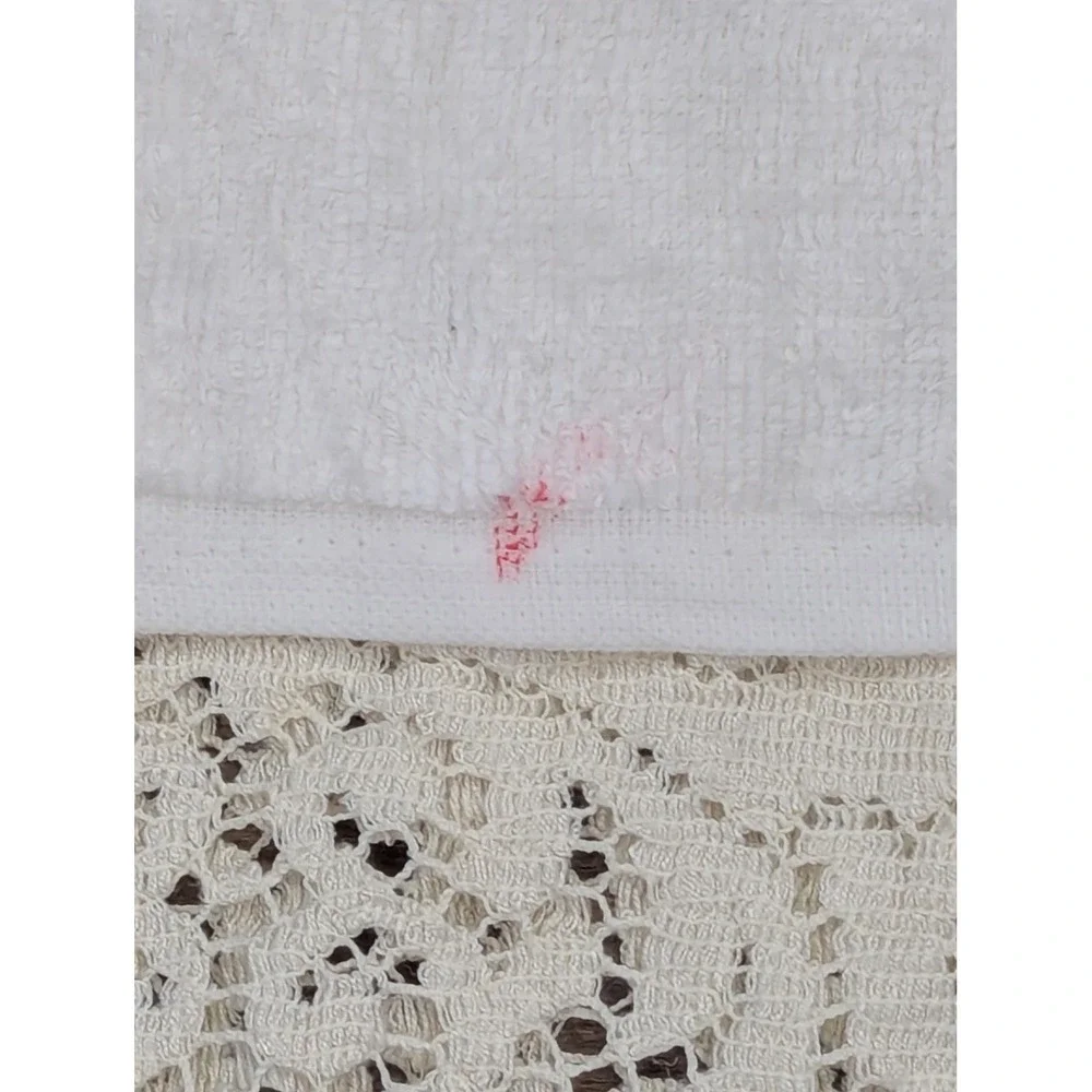 Vintage Kitchen Towel Red White Christmas Geese Holly Cotton Terry